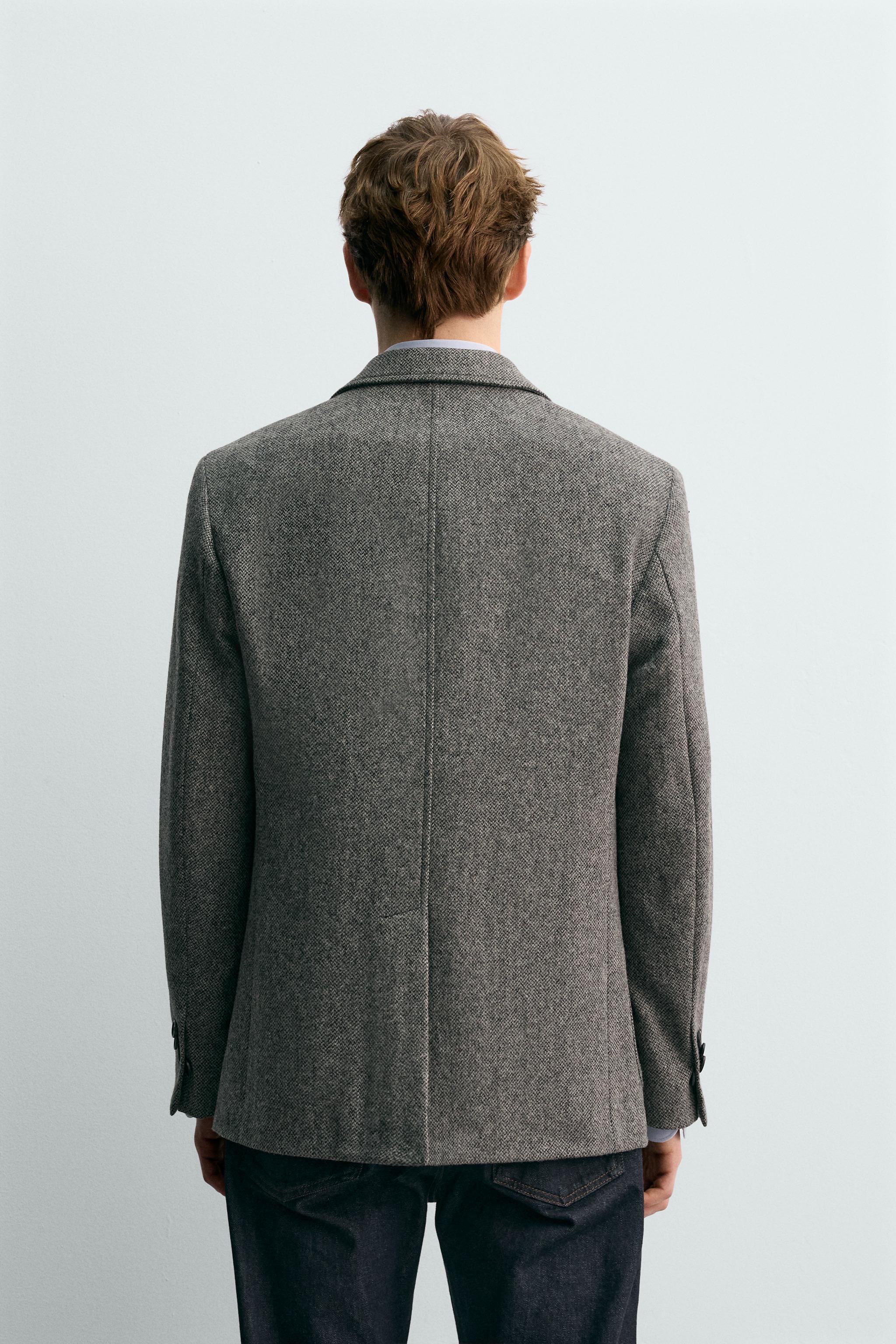 100% WOOL TEXTURED BLAZER AARON LEVINE X ZARA